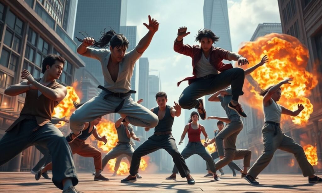 Action-Sequenzen und Choreographie-Aufschlüsselung